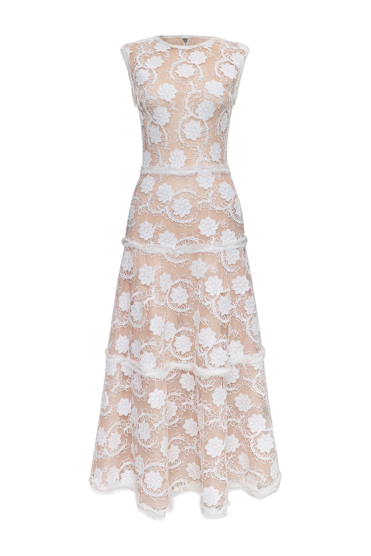Seraphine Round Neck Lace Midi Dress