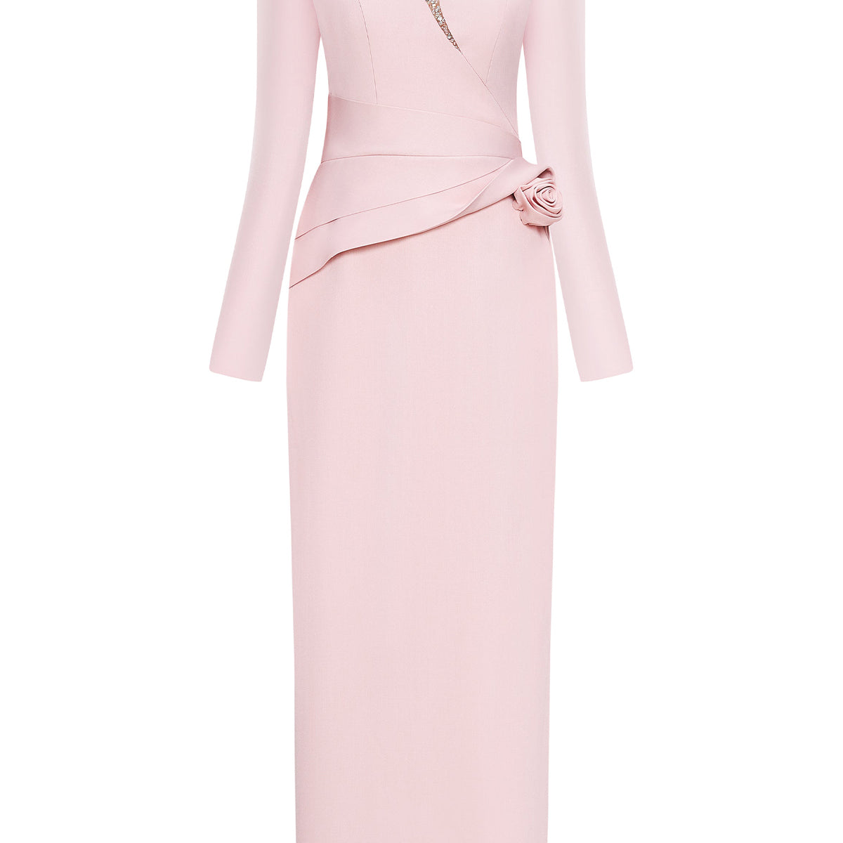 Velisse Sheath V-Neck Khaki Spandex Midi Dress