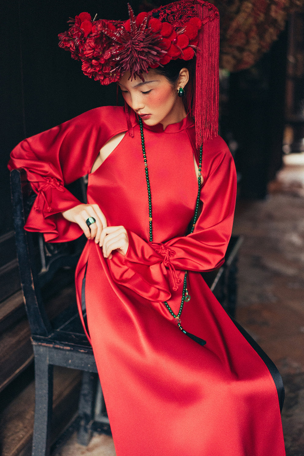 Nhat Chieu Straight Synthetic Silk Ao Dai