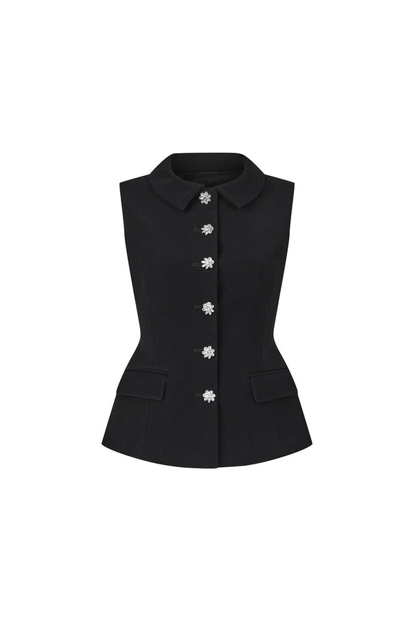 Luxe Peplum Button Poly Silk Vest