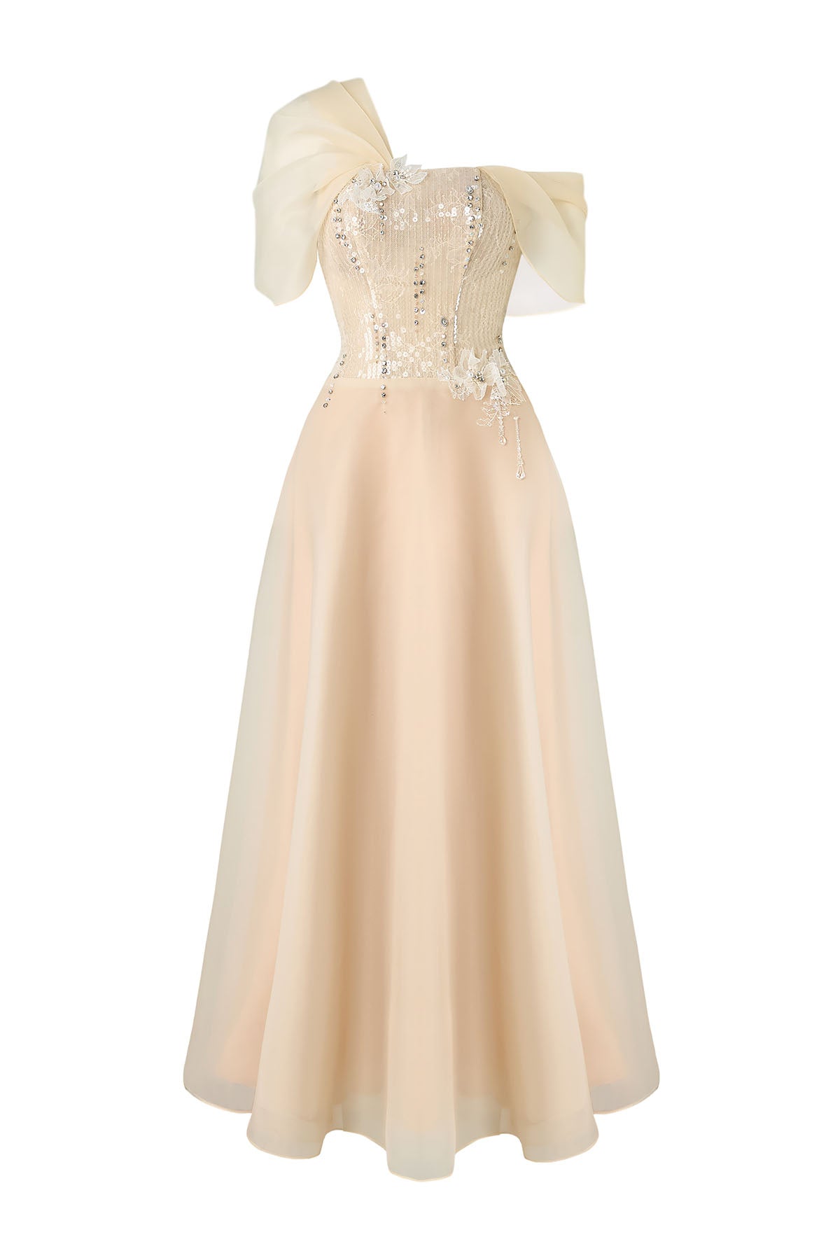 Eloise Asymmetric Neck Midi Dress