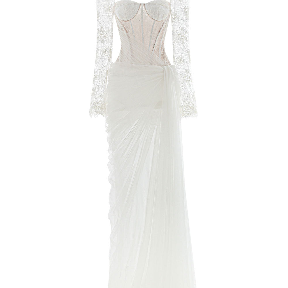 Fairy Sarong Side Slit Lace Floor Length Dress