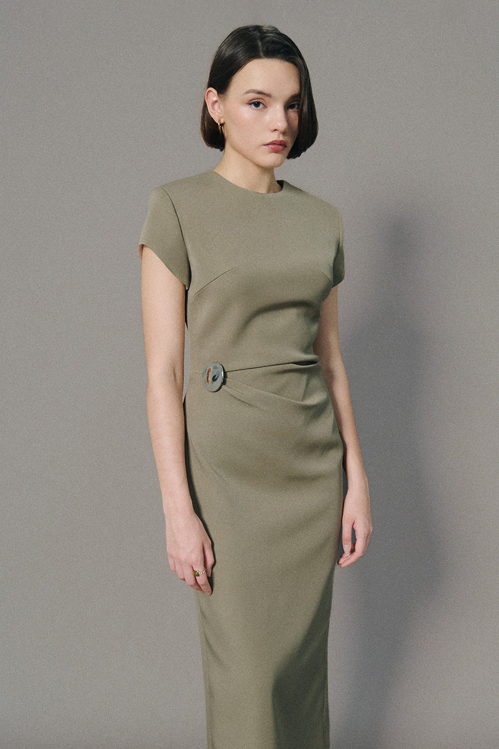 Cherly Round Neck Midi Dress