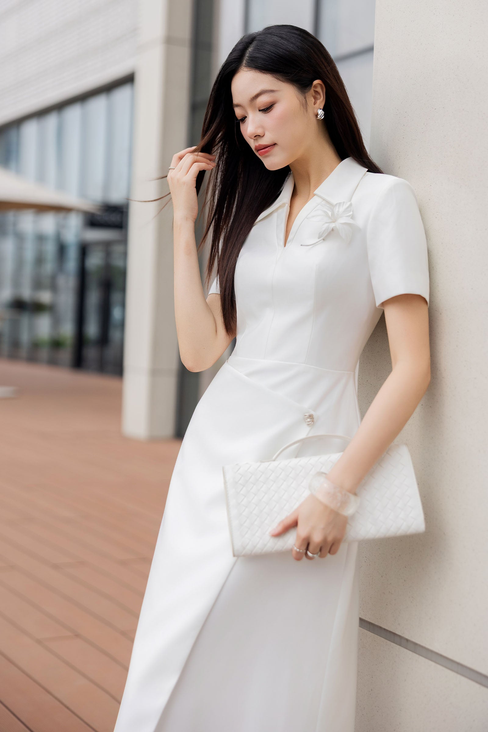 Luu Hoa Collared Midi Dress