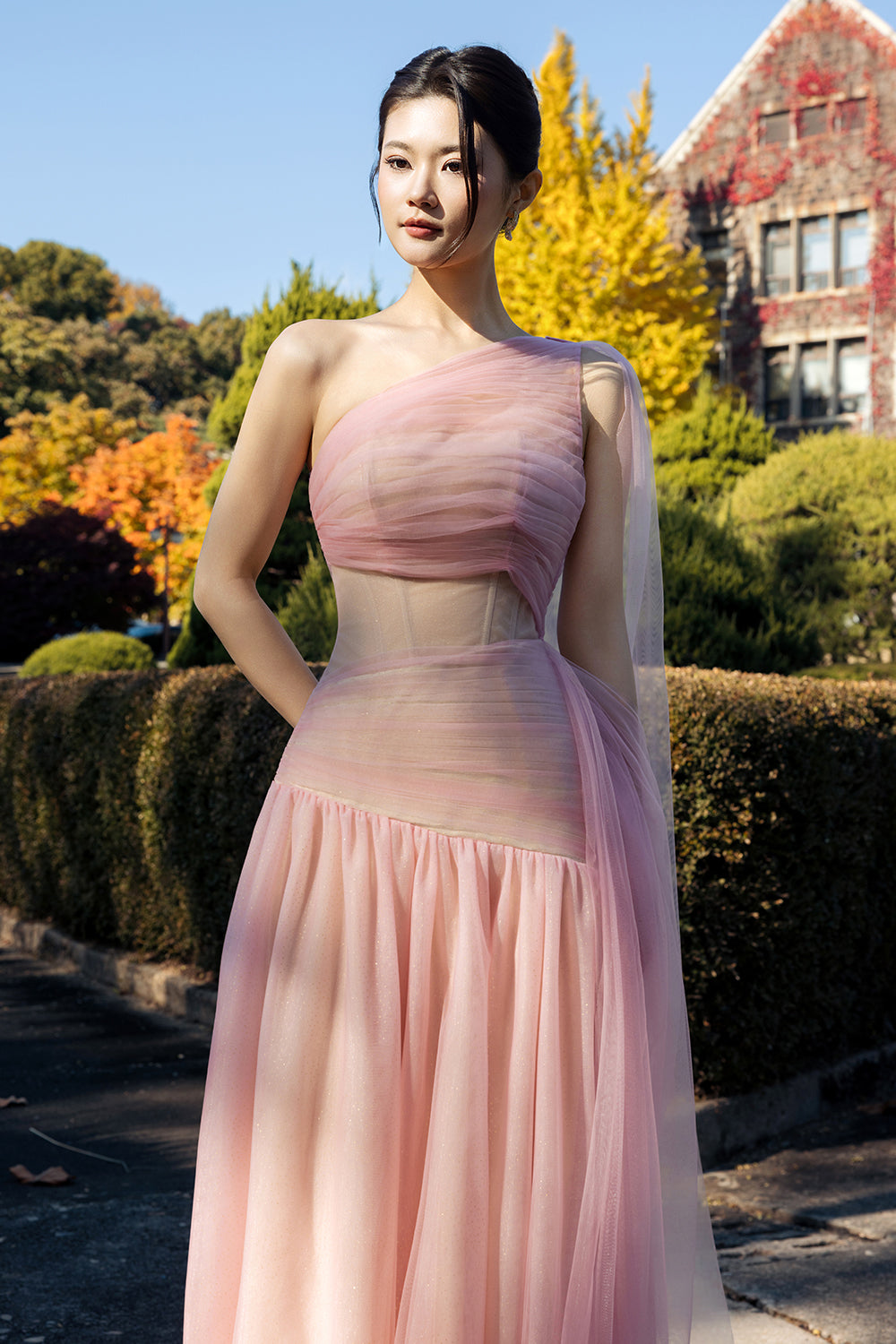 Frosella One Shoulder Gathering Maxi Dress