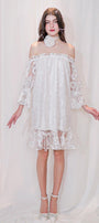 Romy Straight Off-Shoulder Lace Above The Knee Dress - MEAN BLVD