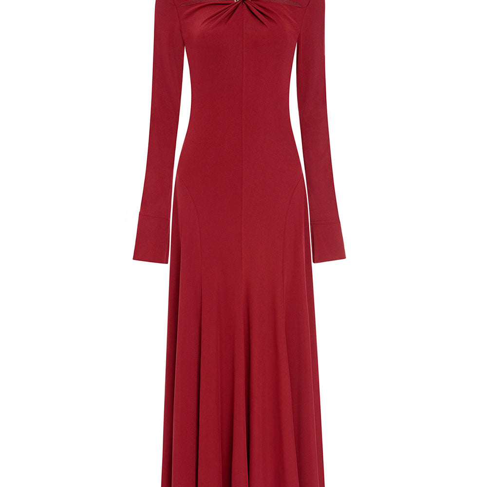 Esme A-line Draped Jersey Ankle Length Dress