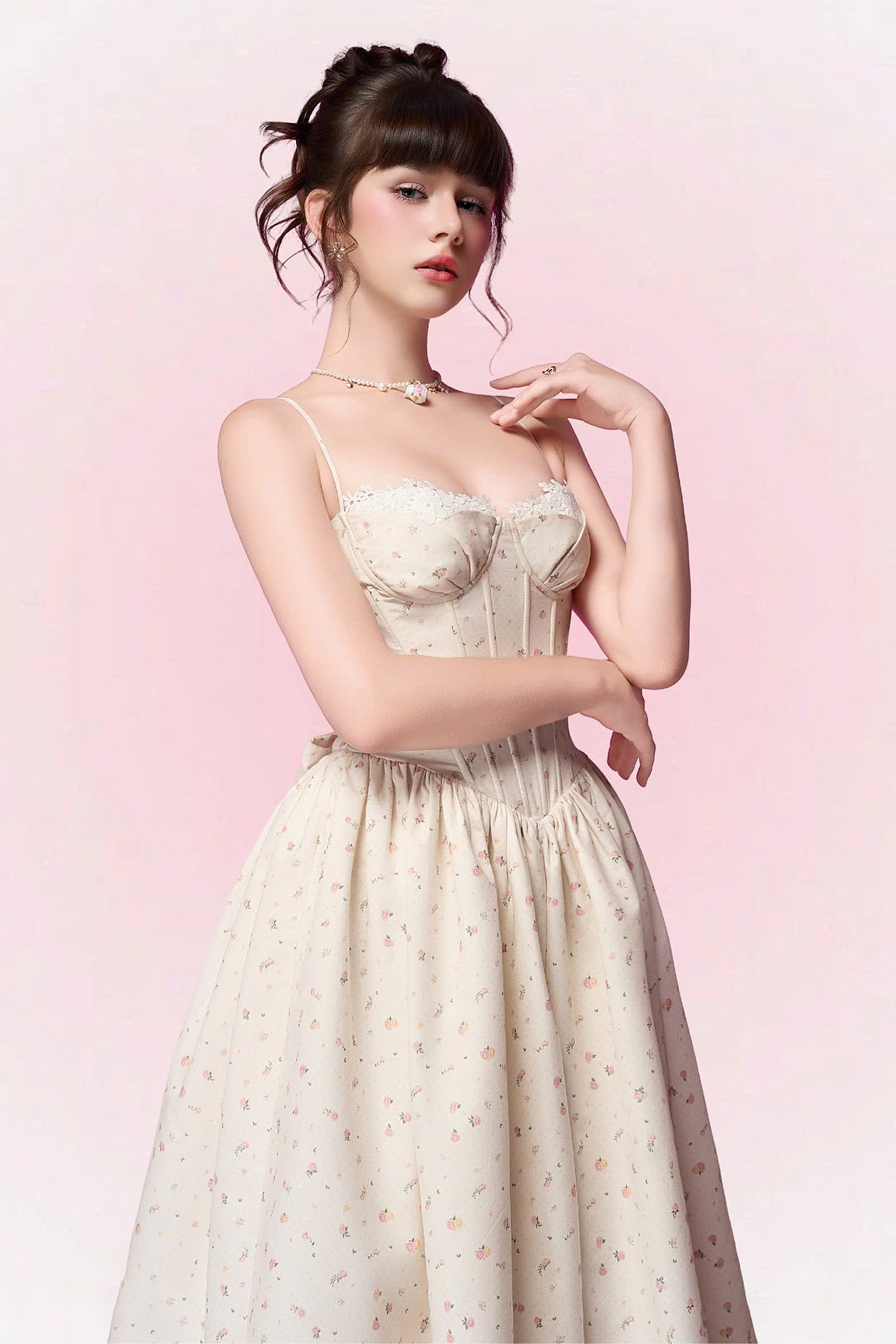 Kiera Sweetheart Gathering Midi Dress