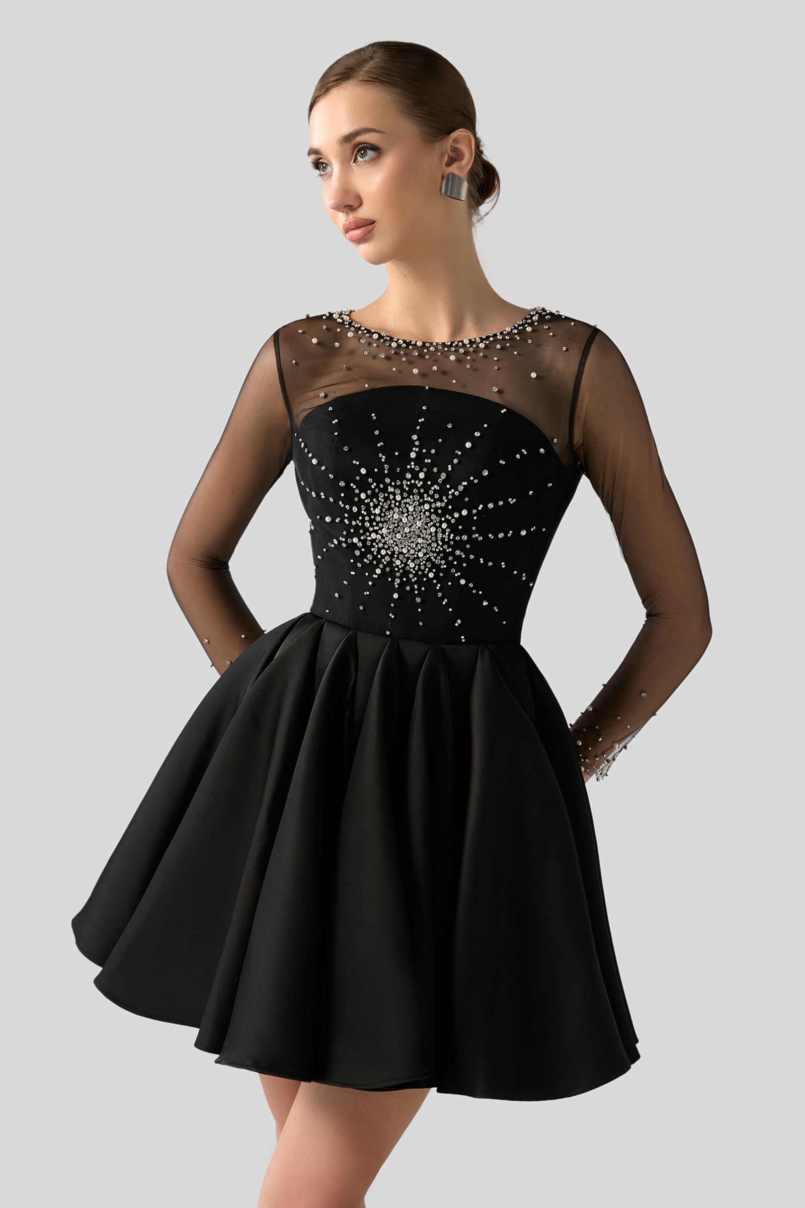 Women's Regal Rhinestone Mini Dress Black XS/S/M/L/Customize MEAN BLVD Women's Regal Rhinestone Mini Dress Black XS/S/M/L/Customize MEAN BLVD