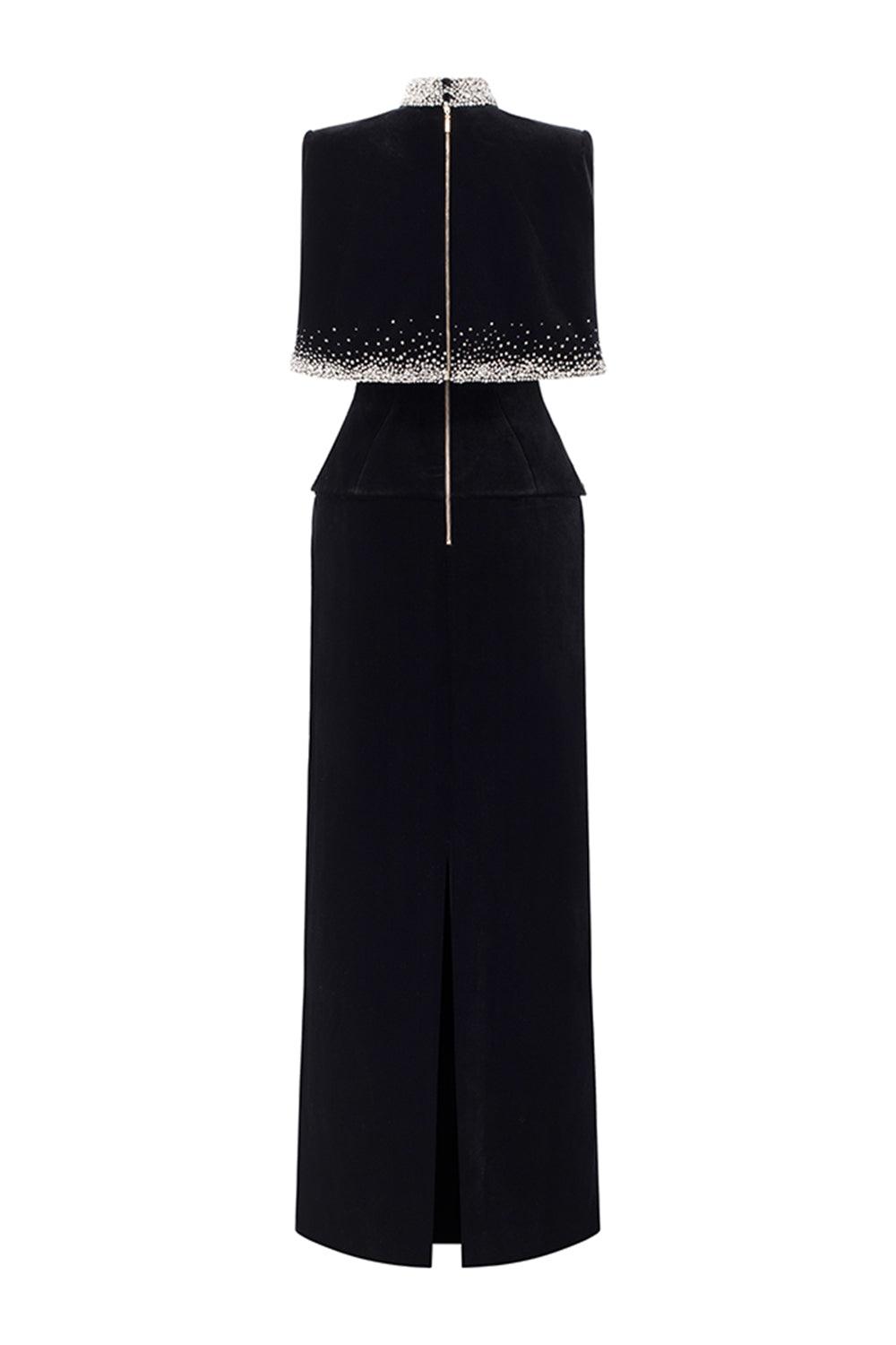 Ramsey Strapless Stone Velvet Floor Length Dress