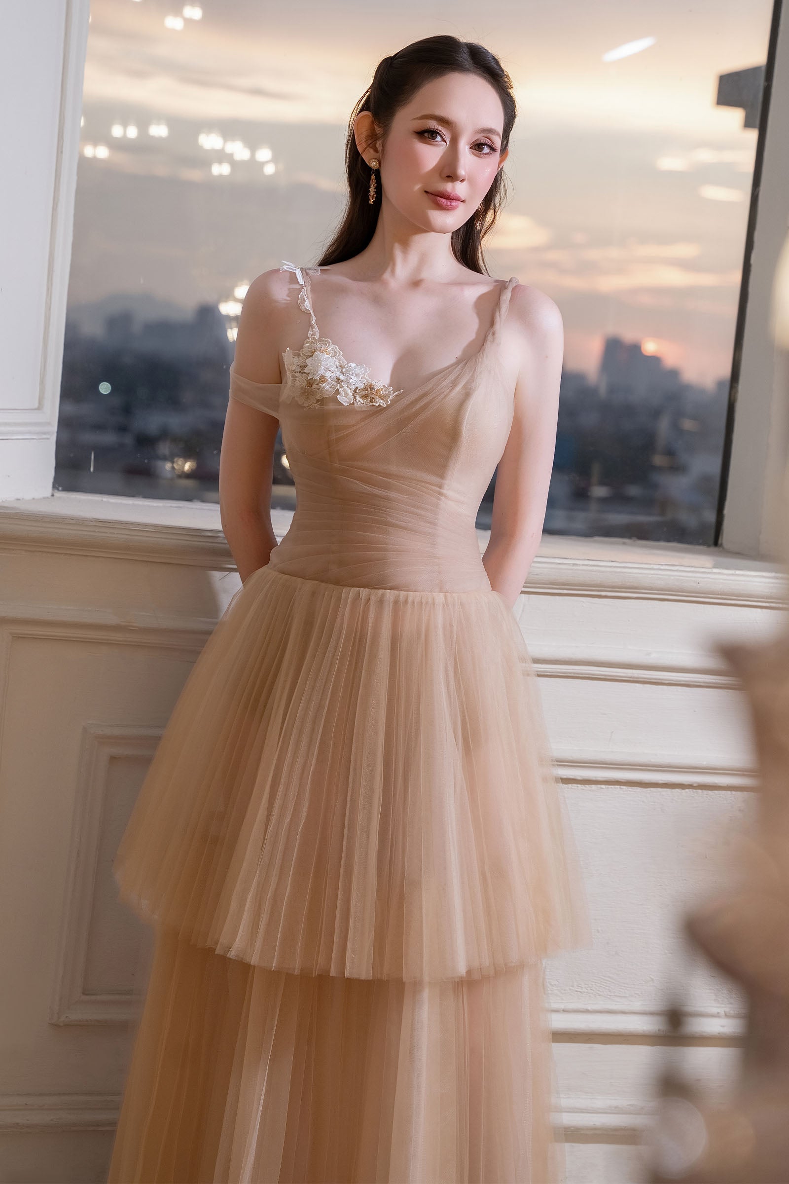 Orella Asymmetric Neck Maxi Dress