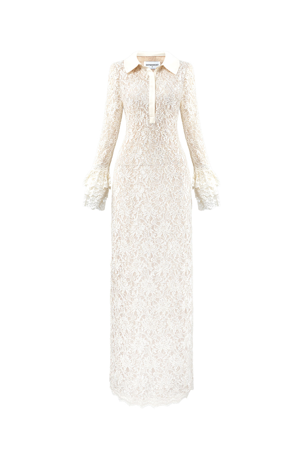 Callie Sheath Poet Sleeved Lace Maxi Dress