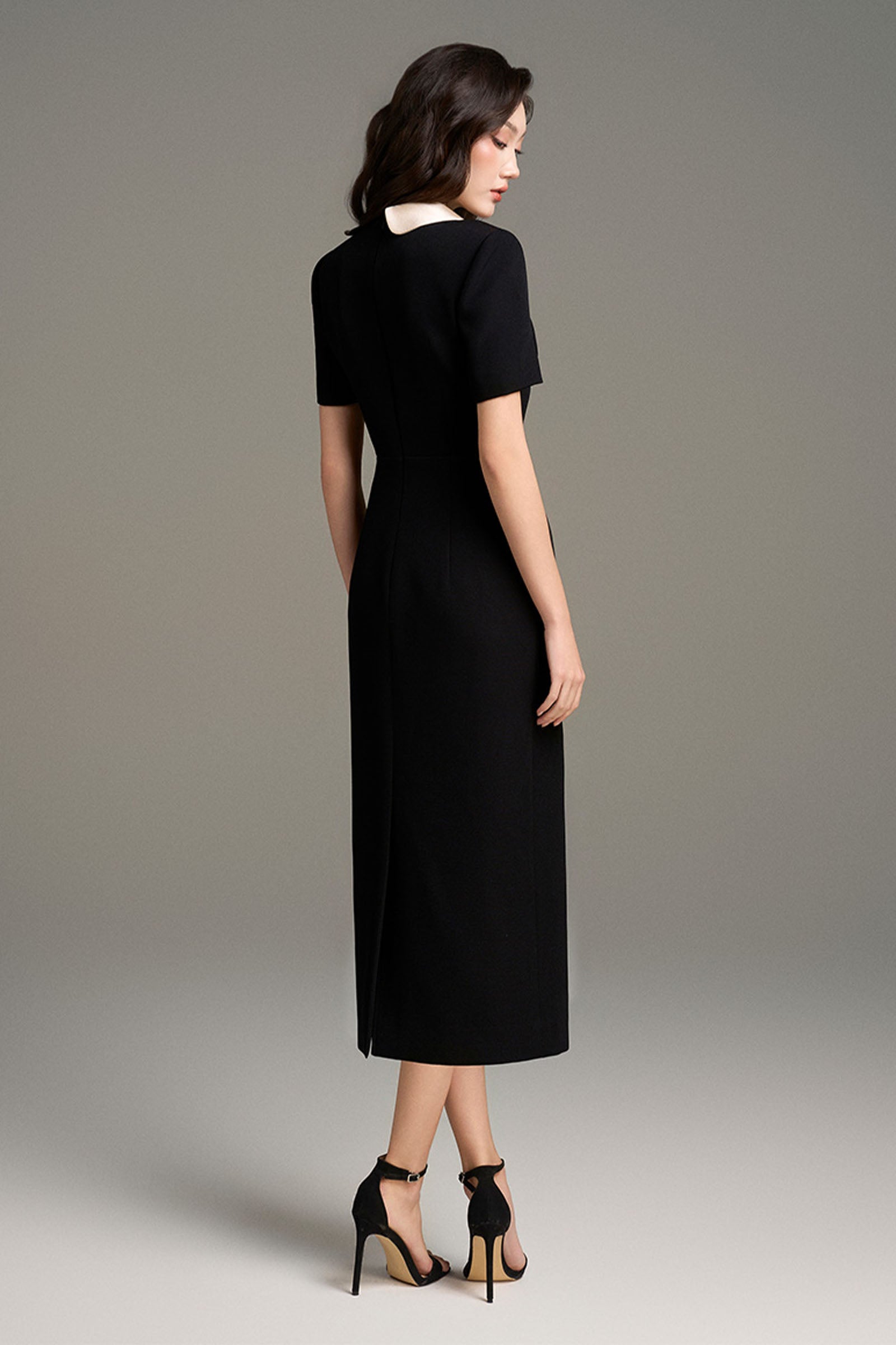 Velour Round Neck Midi Dress