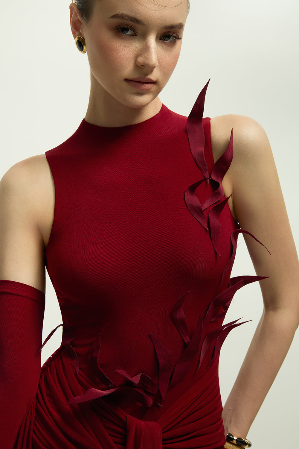 Voltaire Glove Sleeve Applique Maxi Dress