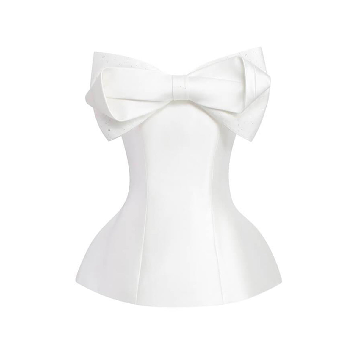 Lily Peplum Bow Tie Trerena Taffeta Top