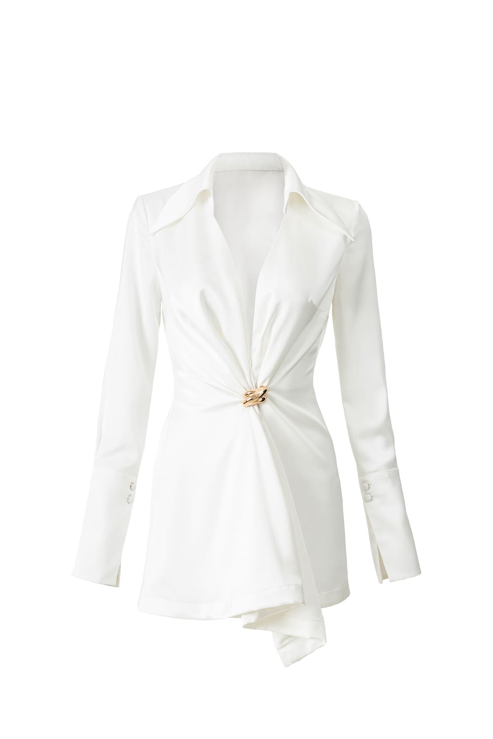 Elise Bodycon Plunge Neck Silk Blend Shirt