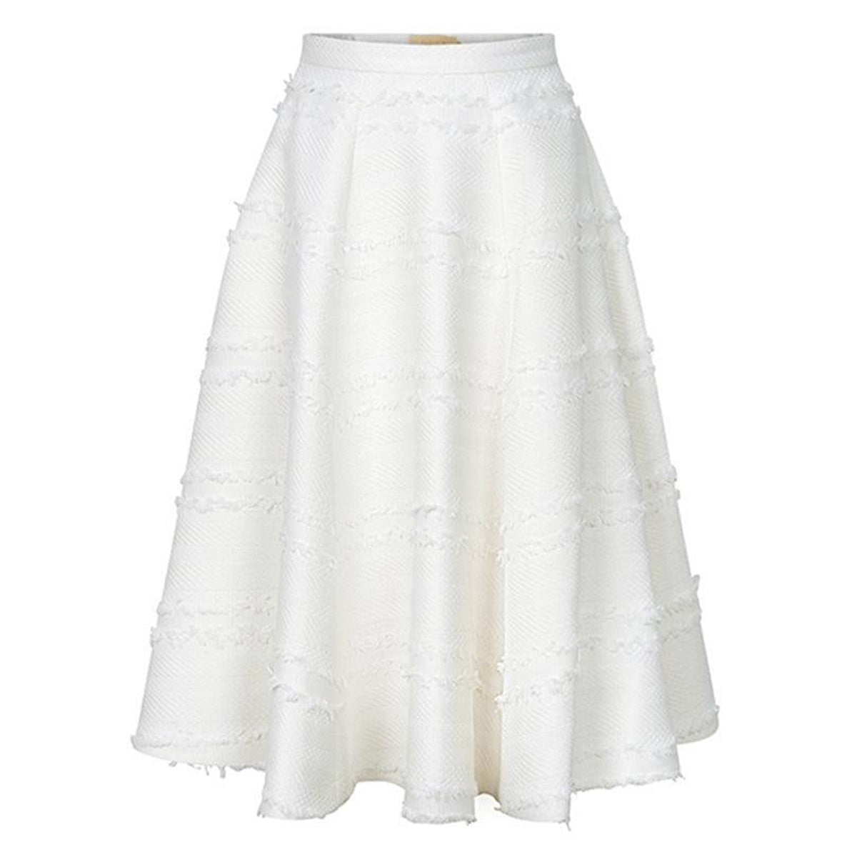 Sandra A-line Fringed Tweed Midi Skirt