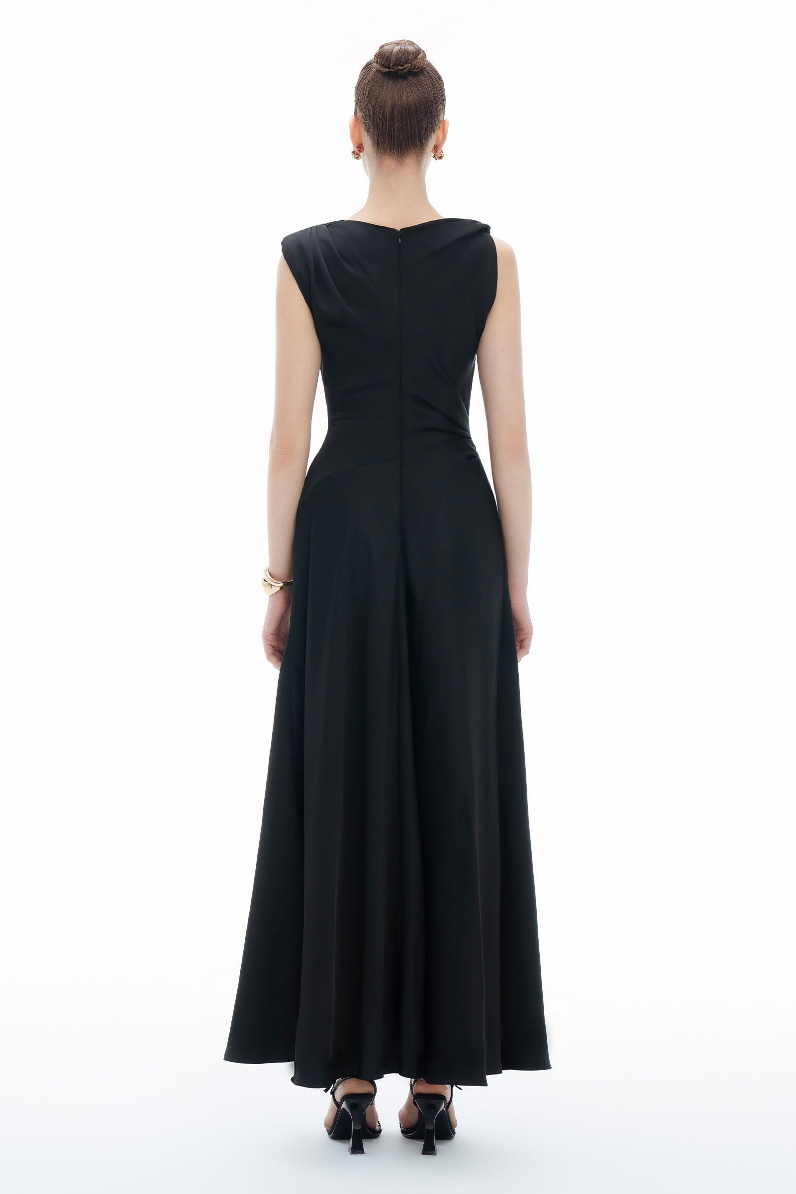 Twisted Asymmetric Neck Maxi Dress