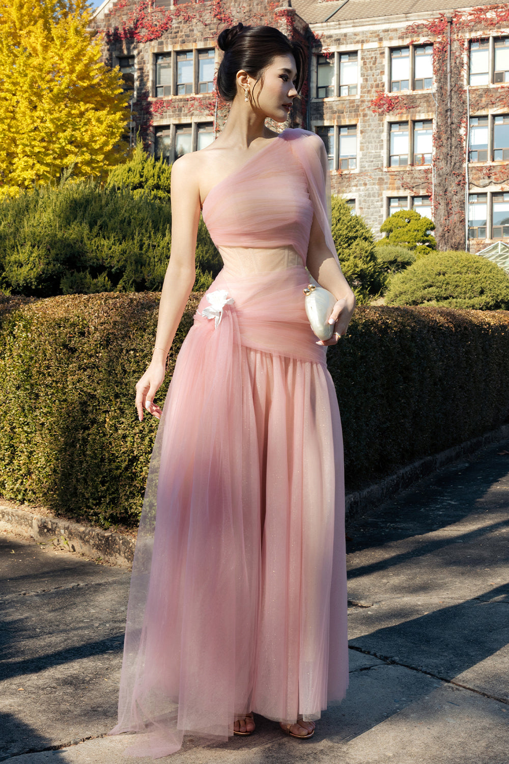 Frosella One Shoulder Gathering Maxi Dress