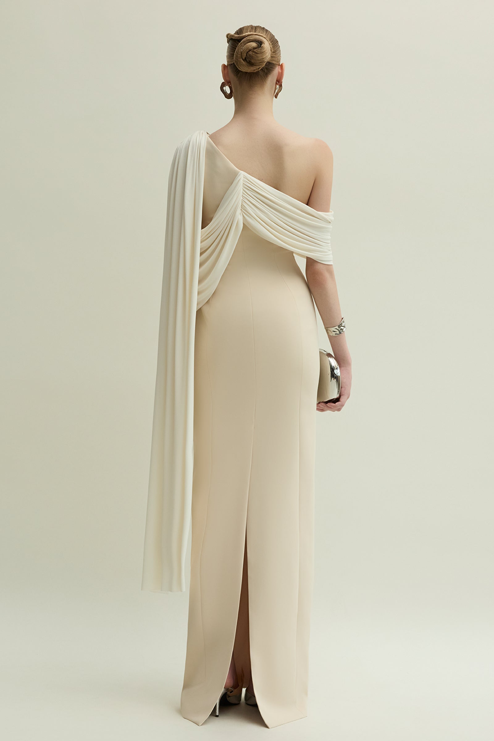 Roseberry Asymmetric Neck Button Maxi Dress