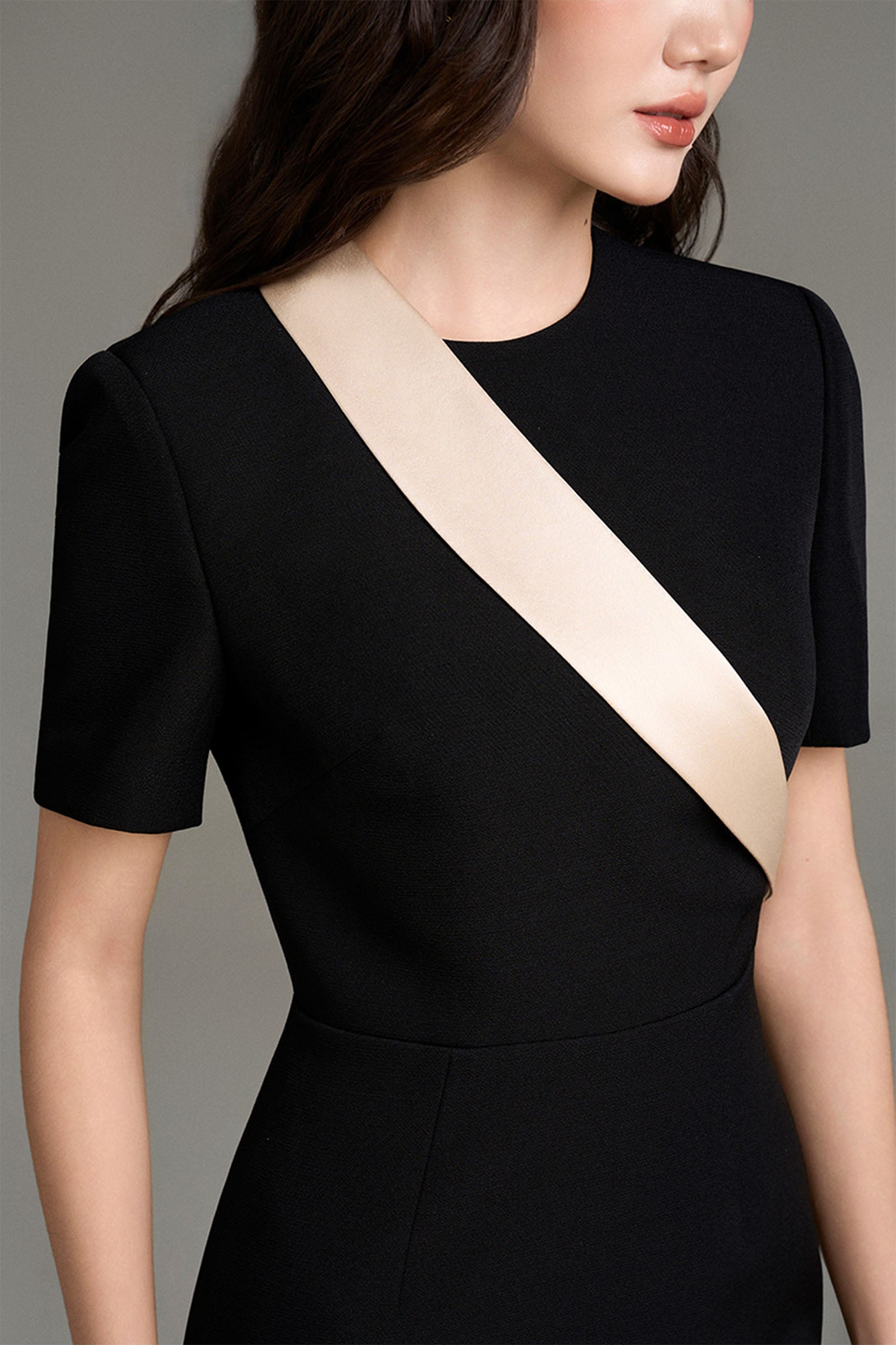 Velour Round Neck Midi Dress