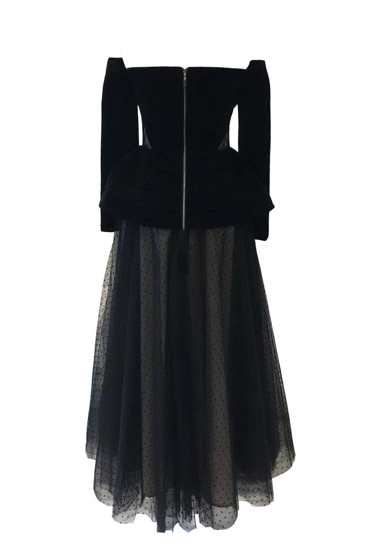 Lunar Fit and Flare Cut-Out Velvet Midi Dress
