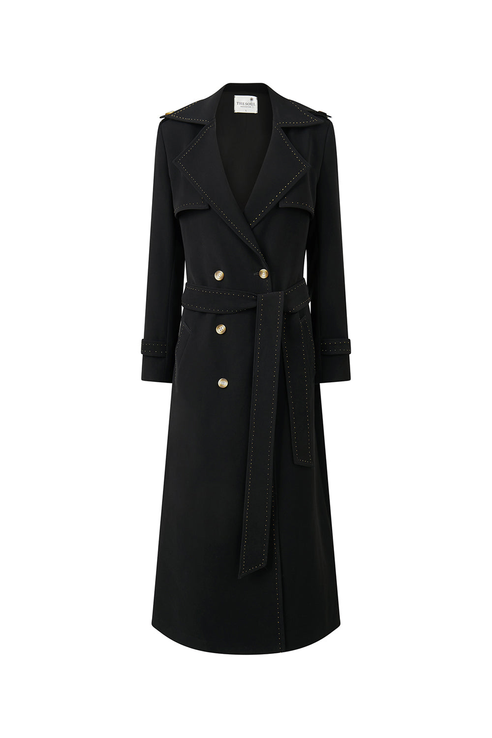 Lana A-line Storm Flap Poly Silk Calf Length Trench Coat