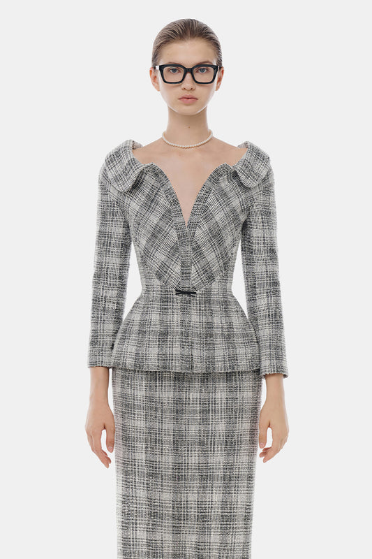 Mathilde V-Neck Ribbon Blazer