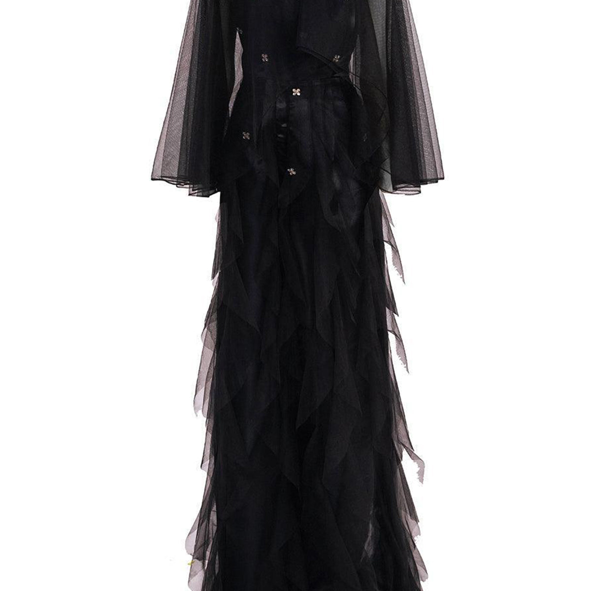 Vincent A-line Ruffle Layer Mesh Taffeta Floor Length Set