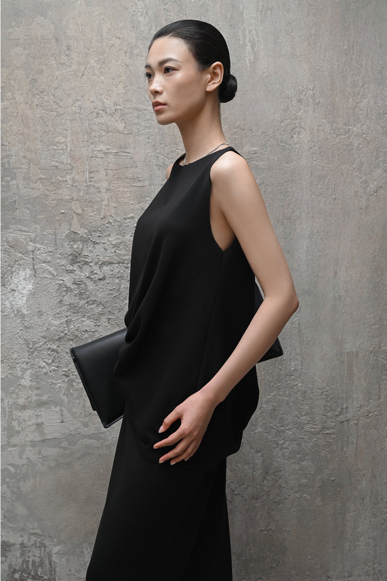 Jackie Boat Neck Gathering Maxi Dress