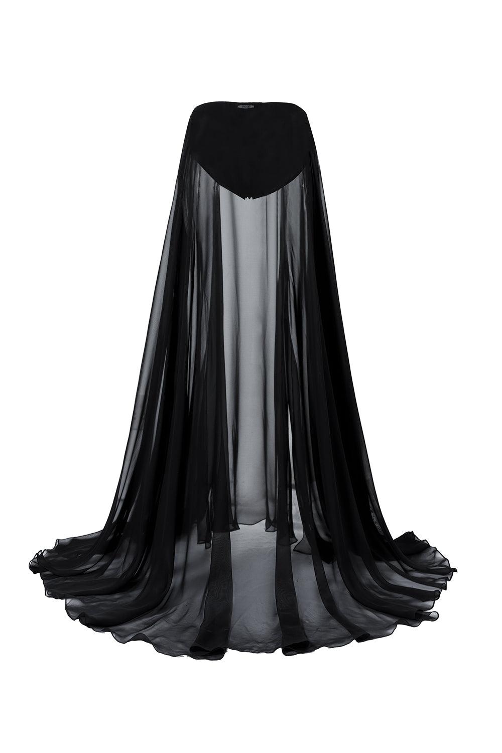 Branson Slit Draped Chiffon Floor Length Skirt