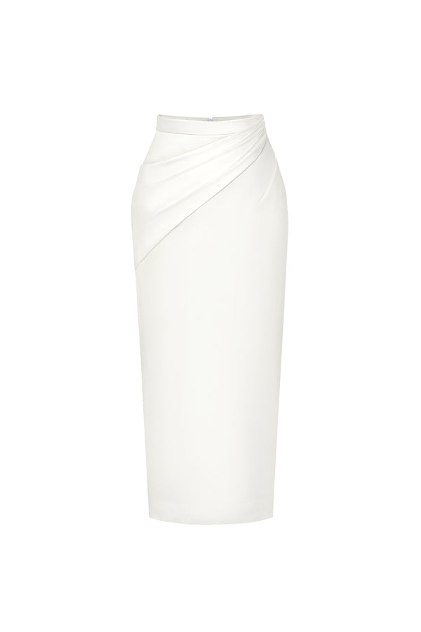 Serena Straight Back Slit Rayon Blend Skirt