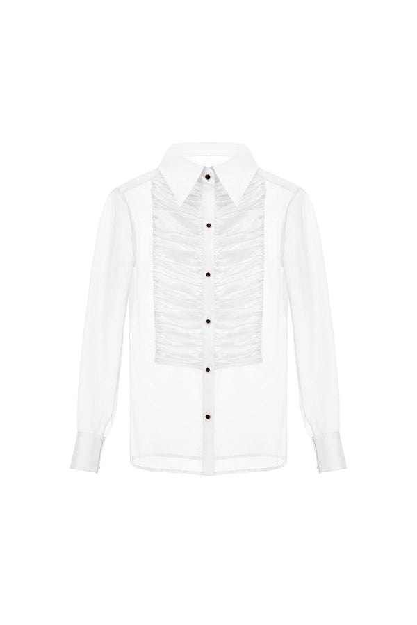 Lana Straight Gathered Chiffon Shirt