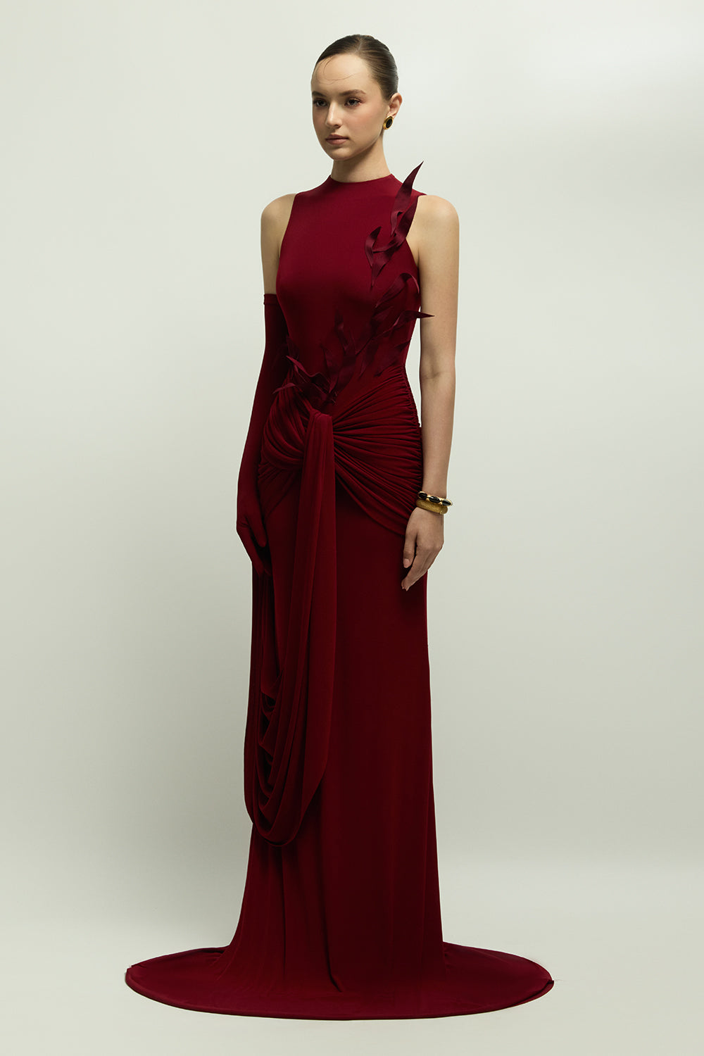 Voltaire Glove Sleeve Applique Maxi Dress