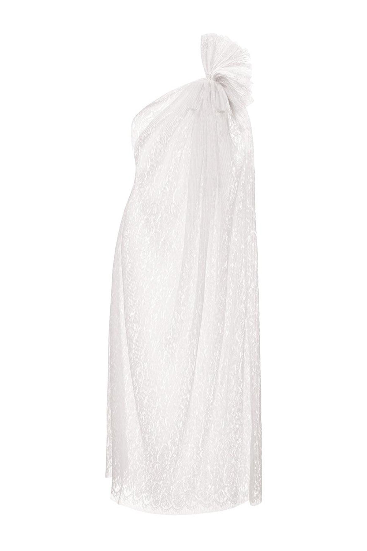 Lady Straight One Shoulder Lace Maxi Dress