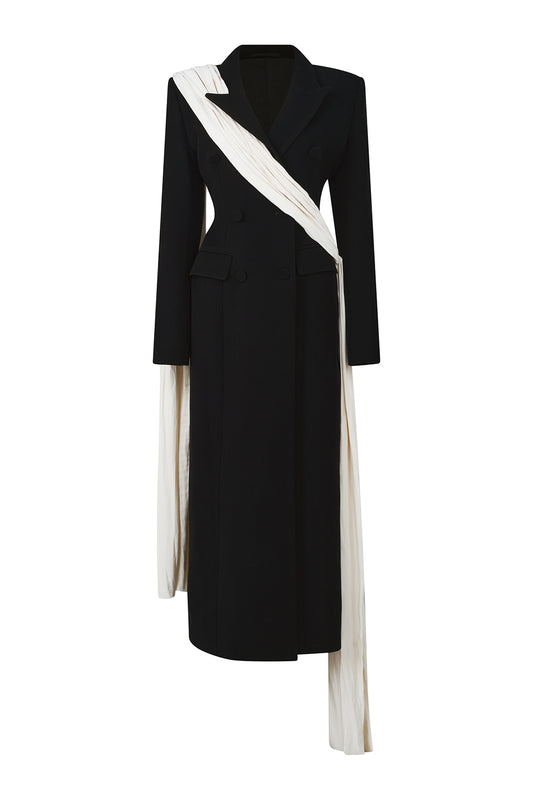 Mari Sheath V-Neck Poly Silk Calf Length Dress