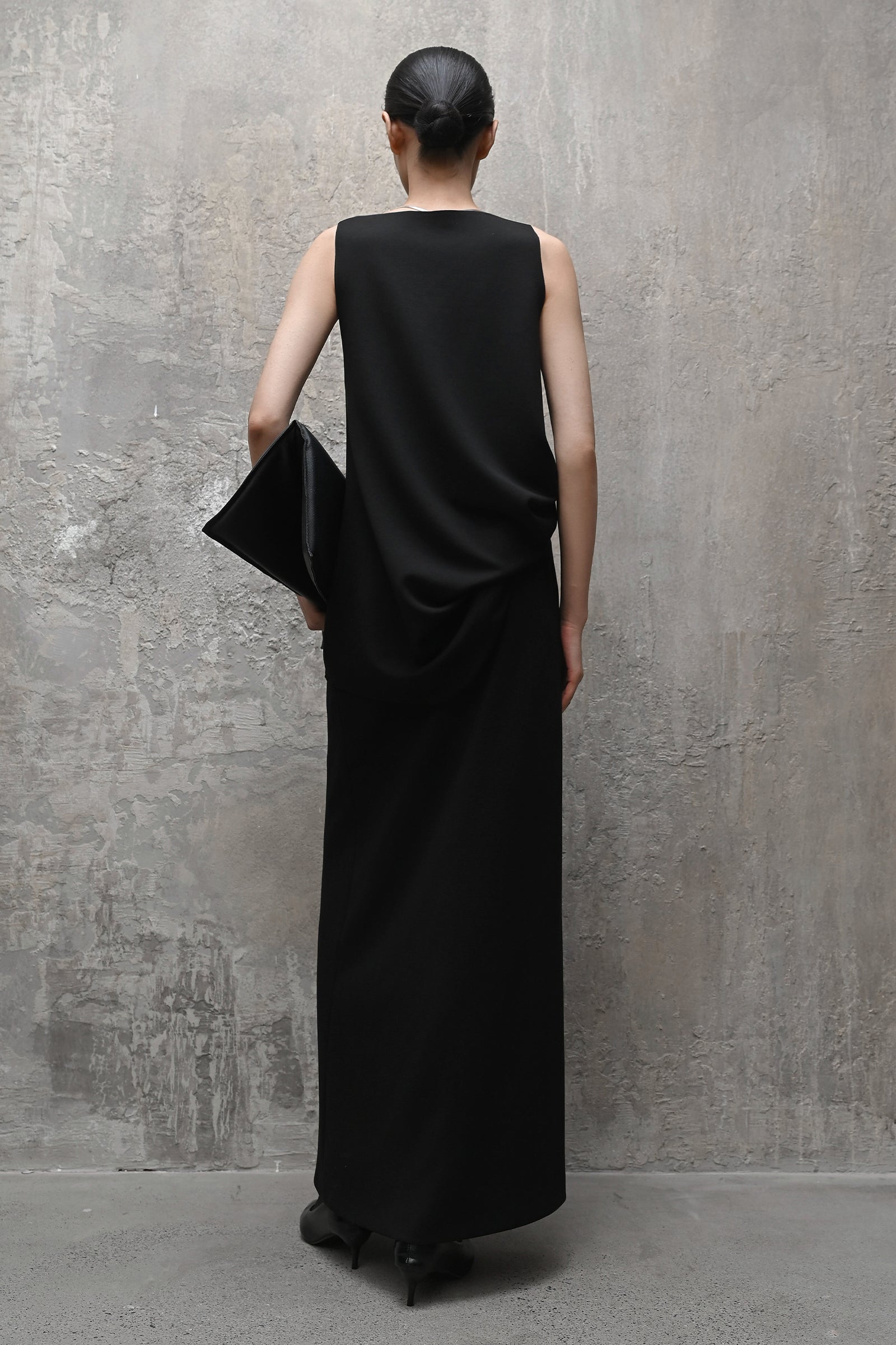 Jackie Boat Neck Gathering Maxi Dress