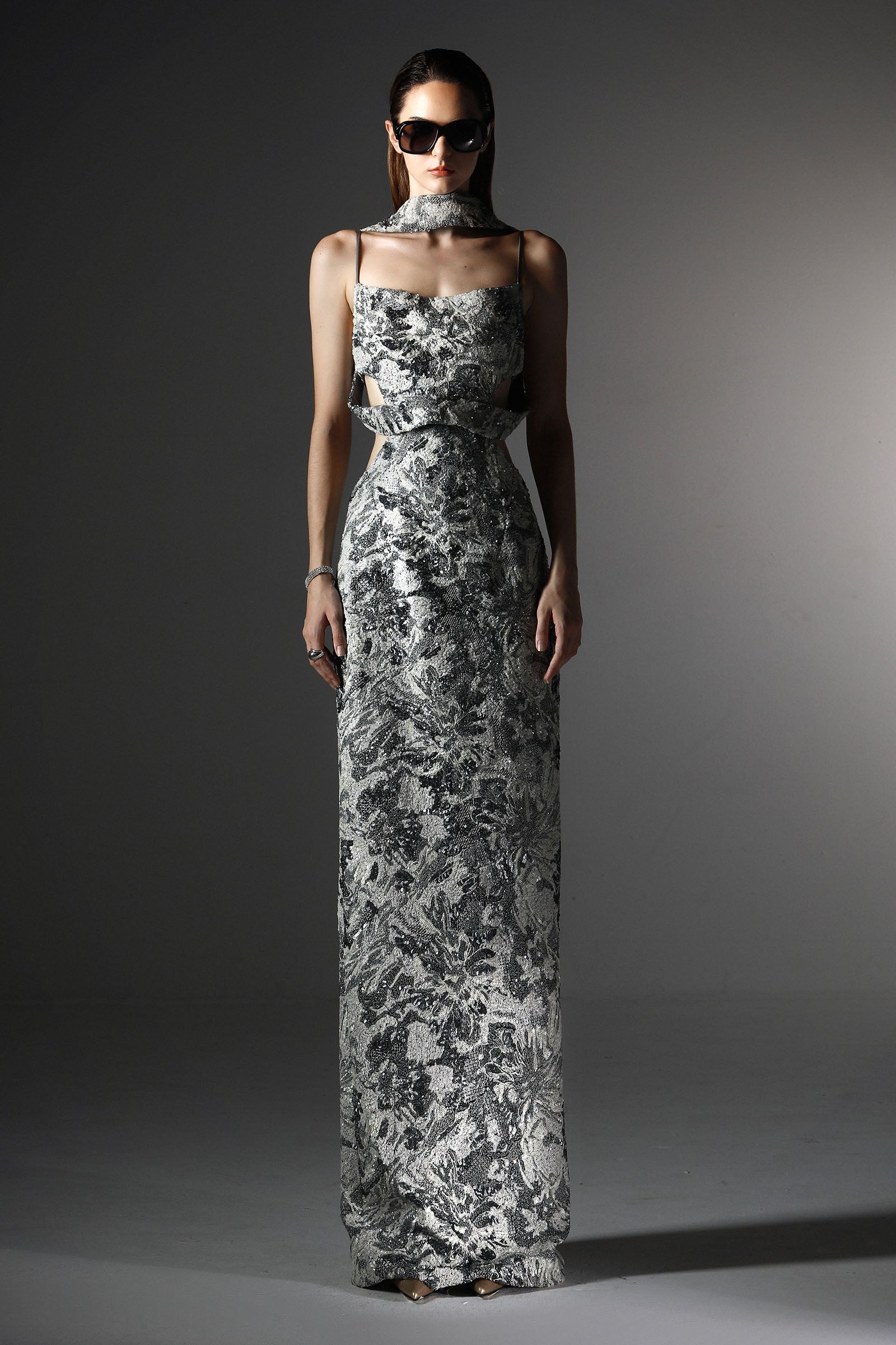 Luminescence Choker Neck Maxi Dress