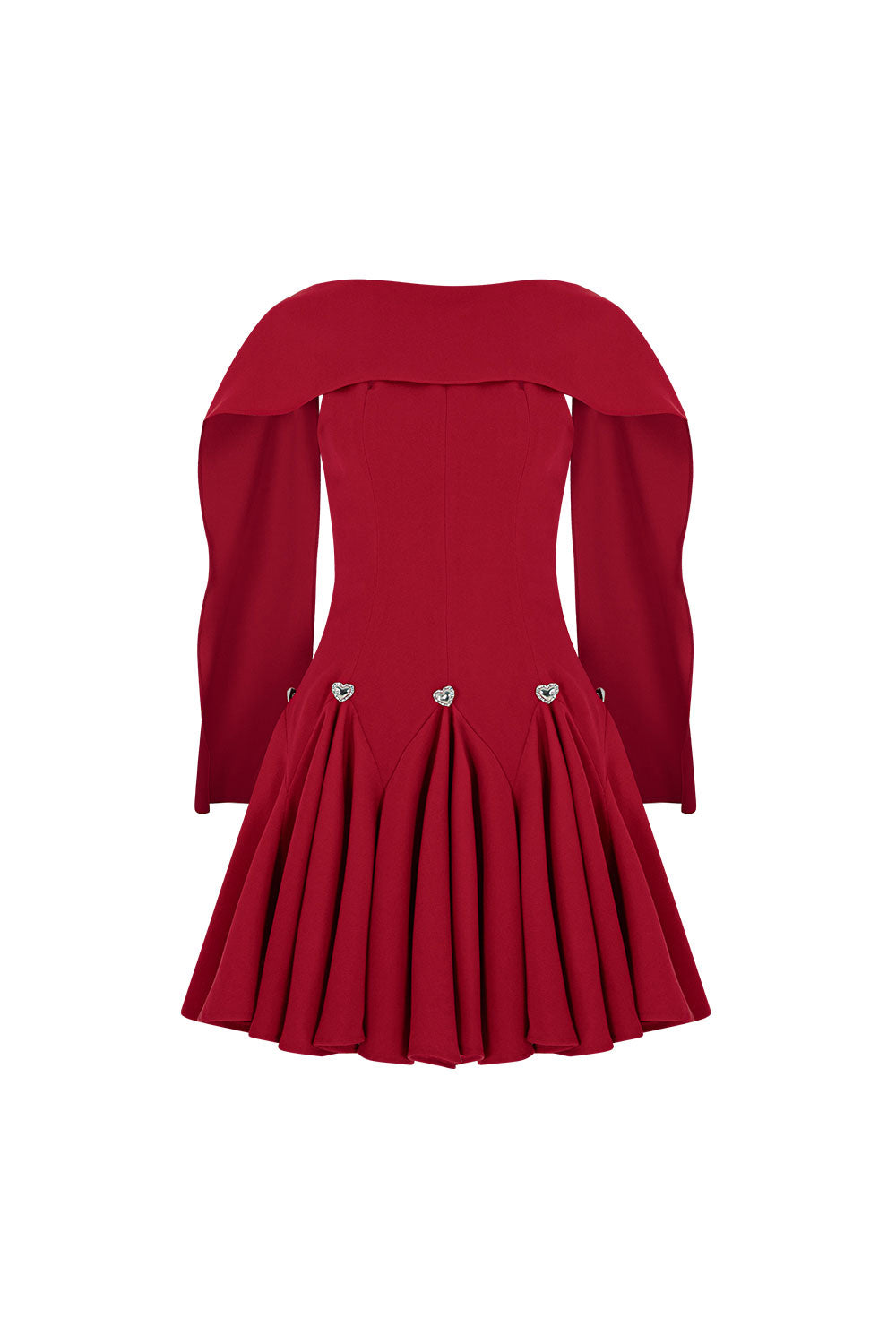 Scarlet Fit and Flare Cape Shoulder Foam Spandex Mini Dress Red / Customize