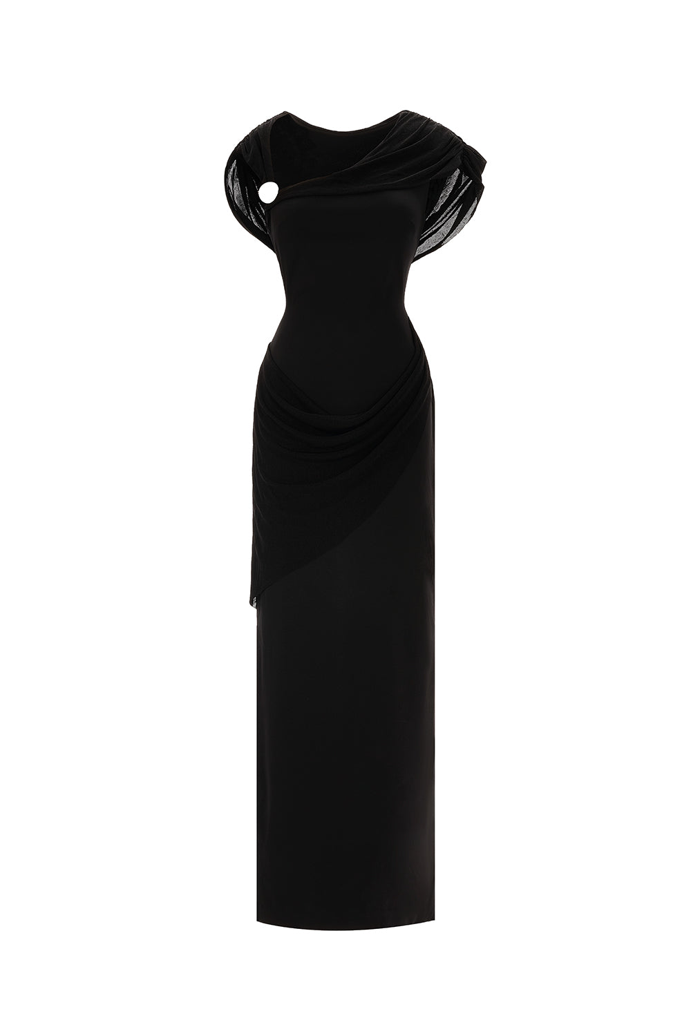 Elderberry Sheath Asymmetric Neck Cotton Spandex Ankle Length Dress