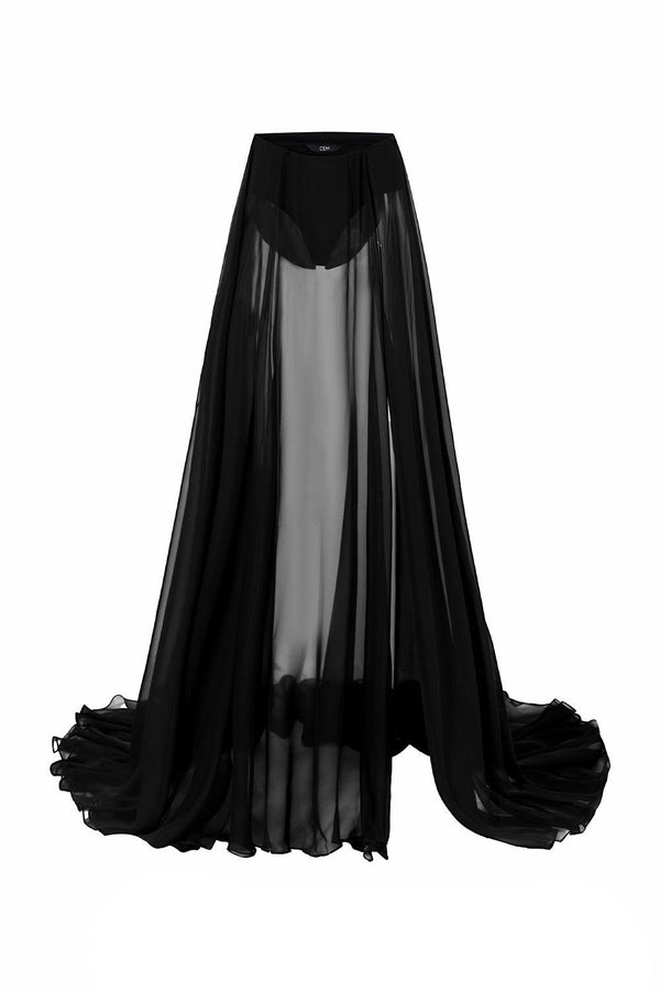 Branson Slit Draped Chiffon Floor Length Skirt