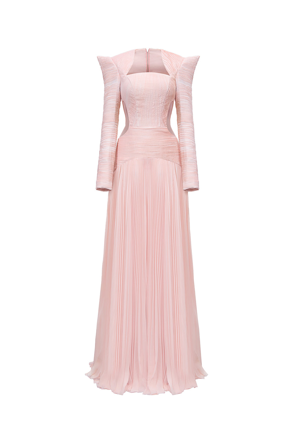 Celestial Drop Waist Square Shoulder Chiffon Floor Length Dress