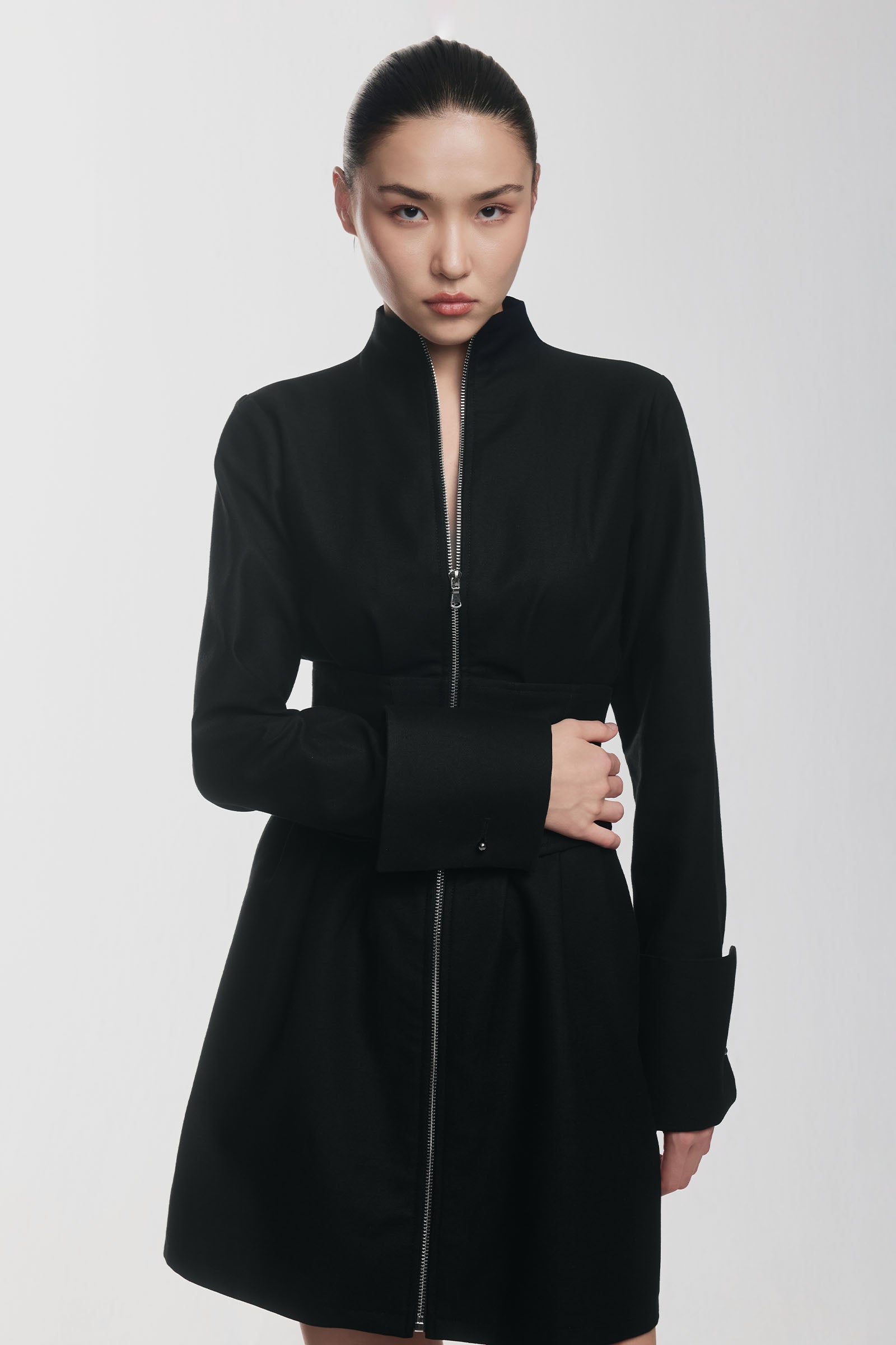 Alune Cuff Sleeve Polycotton Mini Dress