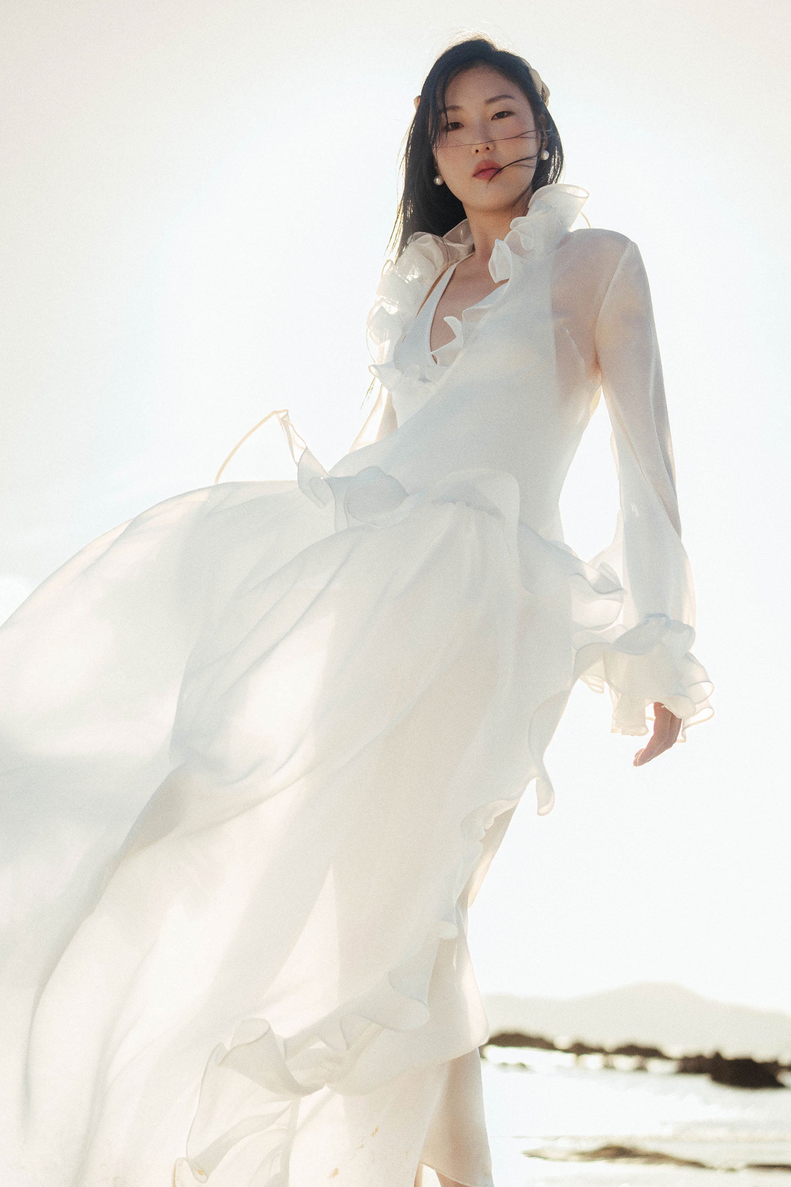 Abalone Ruffle Maxi Dress