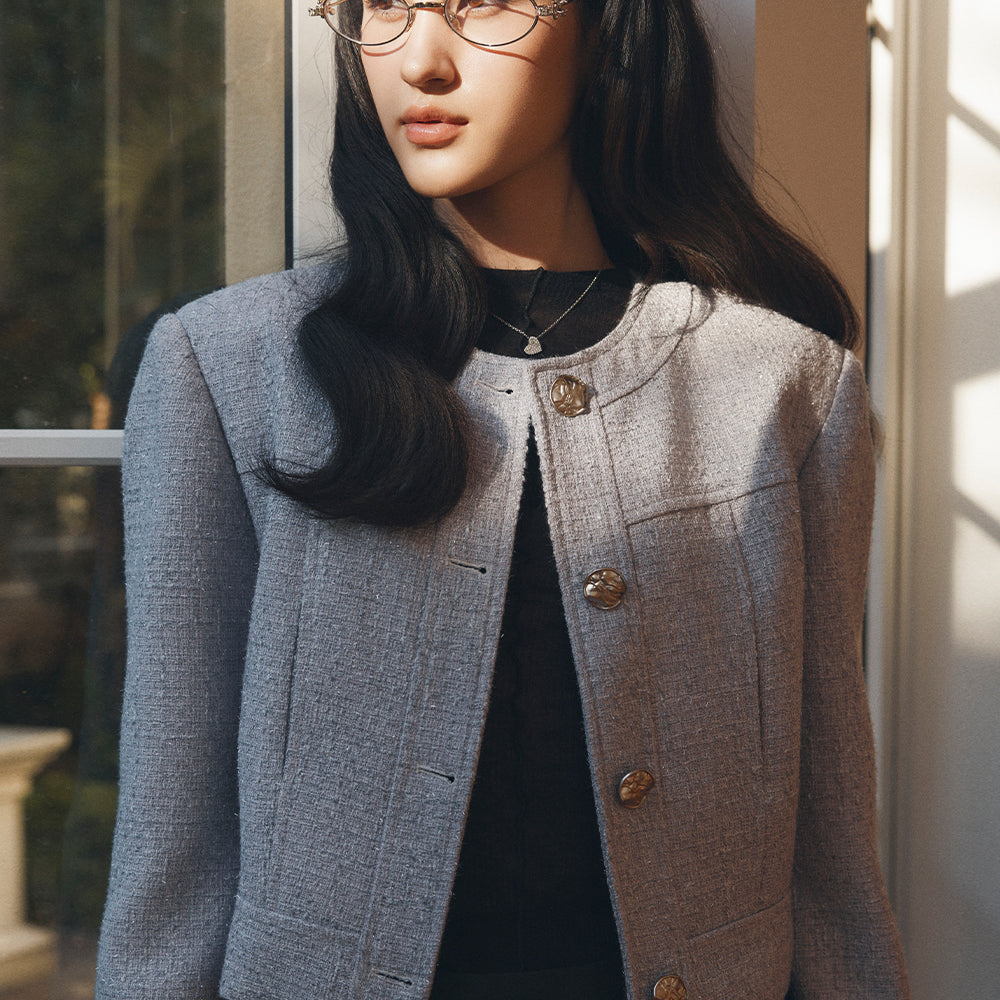 Maeve Round Neck Tweed Jacket