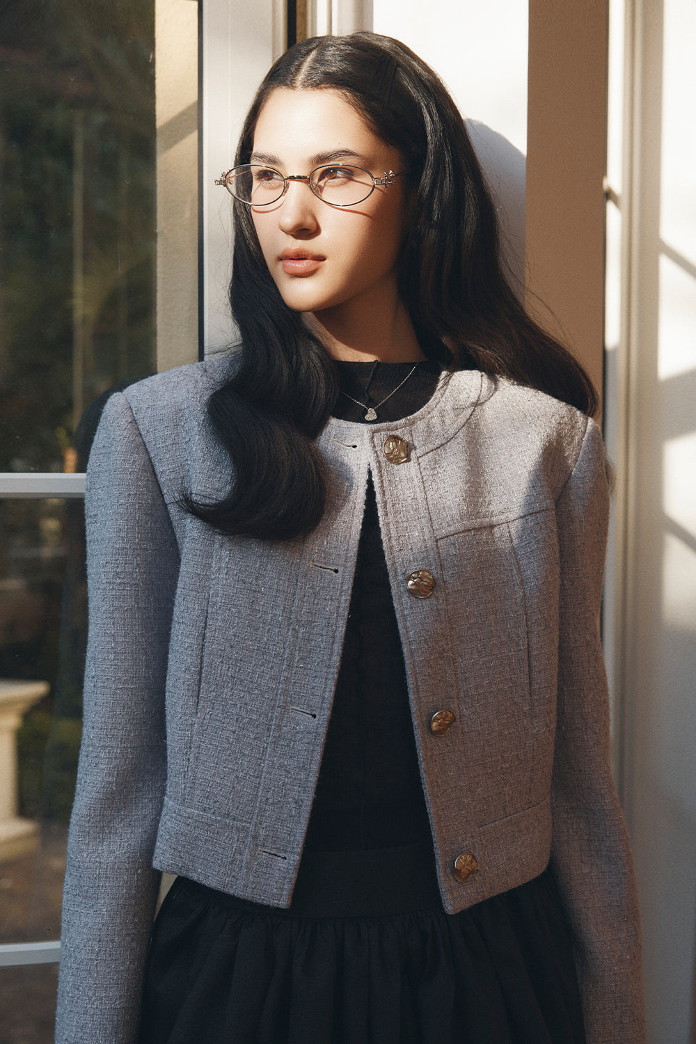 Maeve Round Neck Tweed Jacket