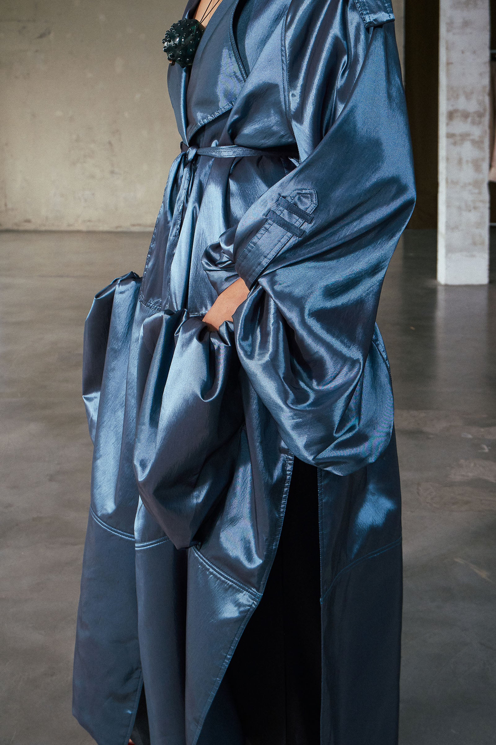 Uy Batwing Sleeve Trench Coat