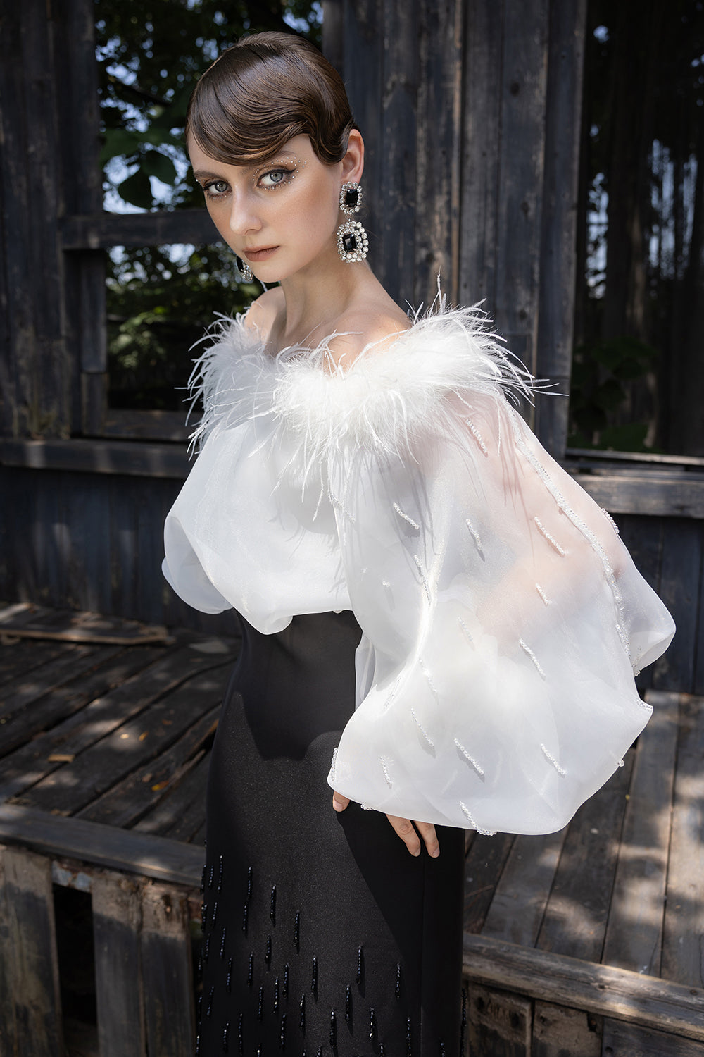 Nasira Feather Maxi Dress