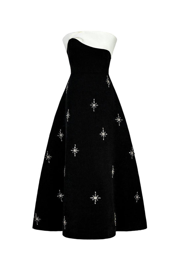 Elenor A-line Stone Tweed Midi Dress