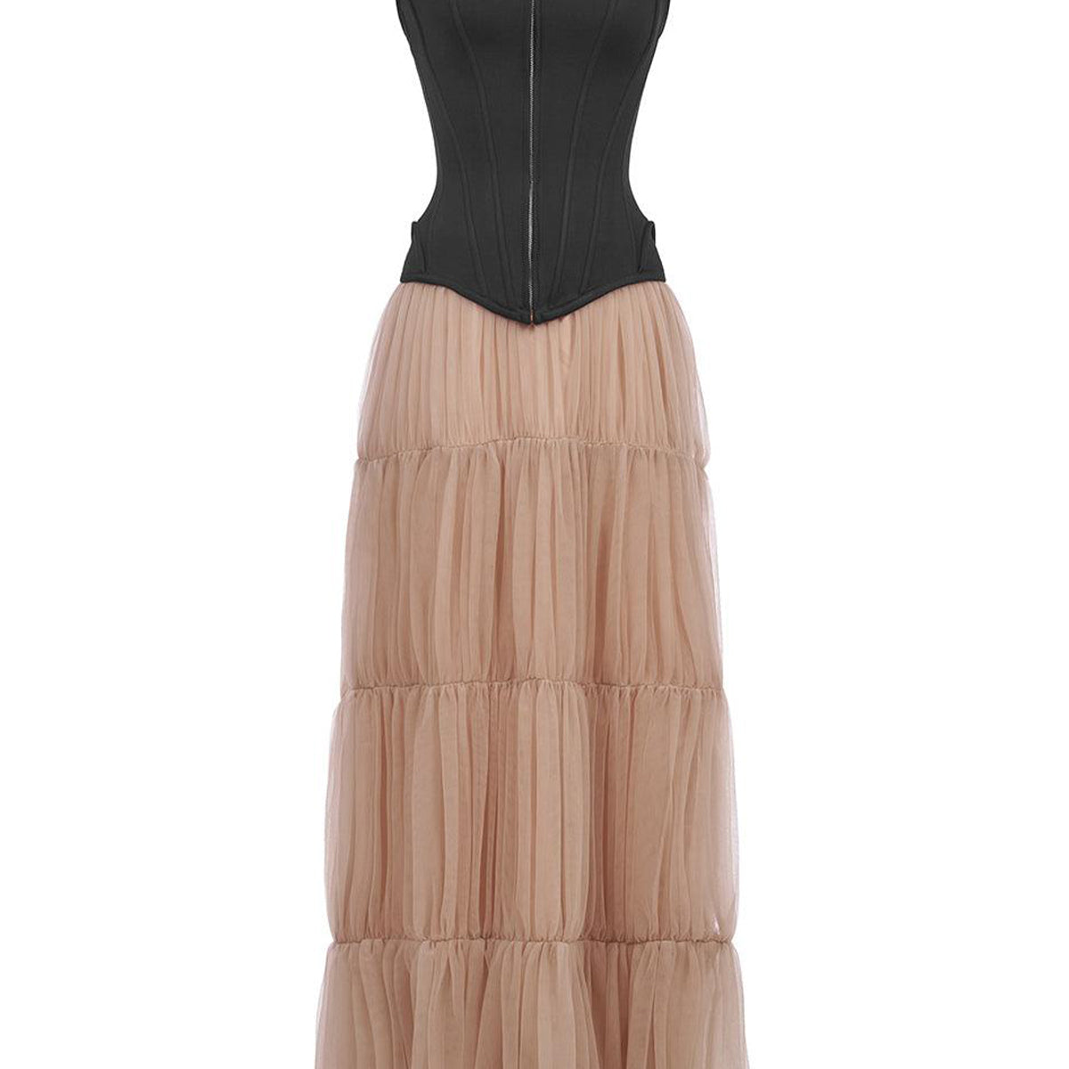 First Love Tiered Gathered Mesh Maxi Skirt